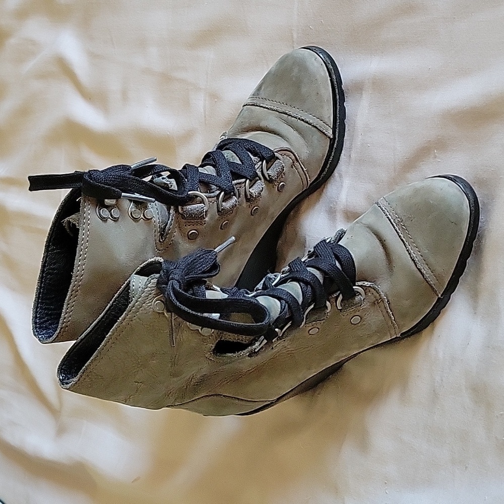 Sorel Sleep After Hour Lace Up Gray Leather Boots US7 - Picture 7 of 7